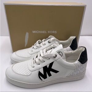 Michael Kors White and Black Logo Signature Sneakers